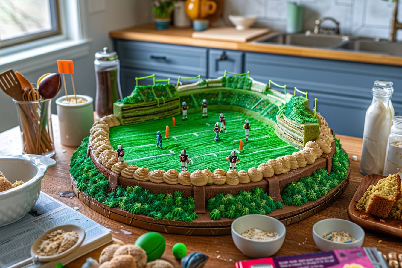 Étapes pour assembler votre gâteau en forme de stade de football